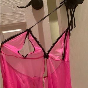 Hot Pink 2 piece Lingerie Crotchless
